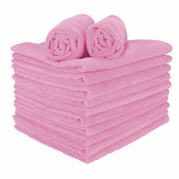 Monarch Microfiber Hand Towels 15 x 24 Pink , 12PK M915210P